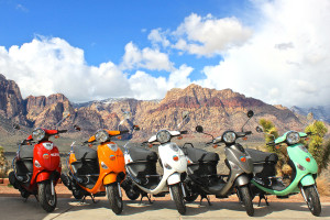 Cute Scooters lined up in the Red Rocks